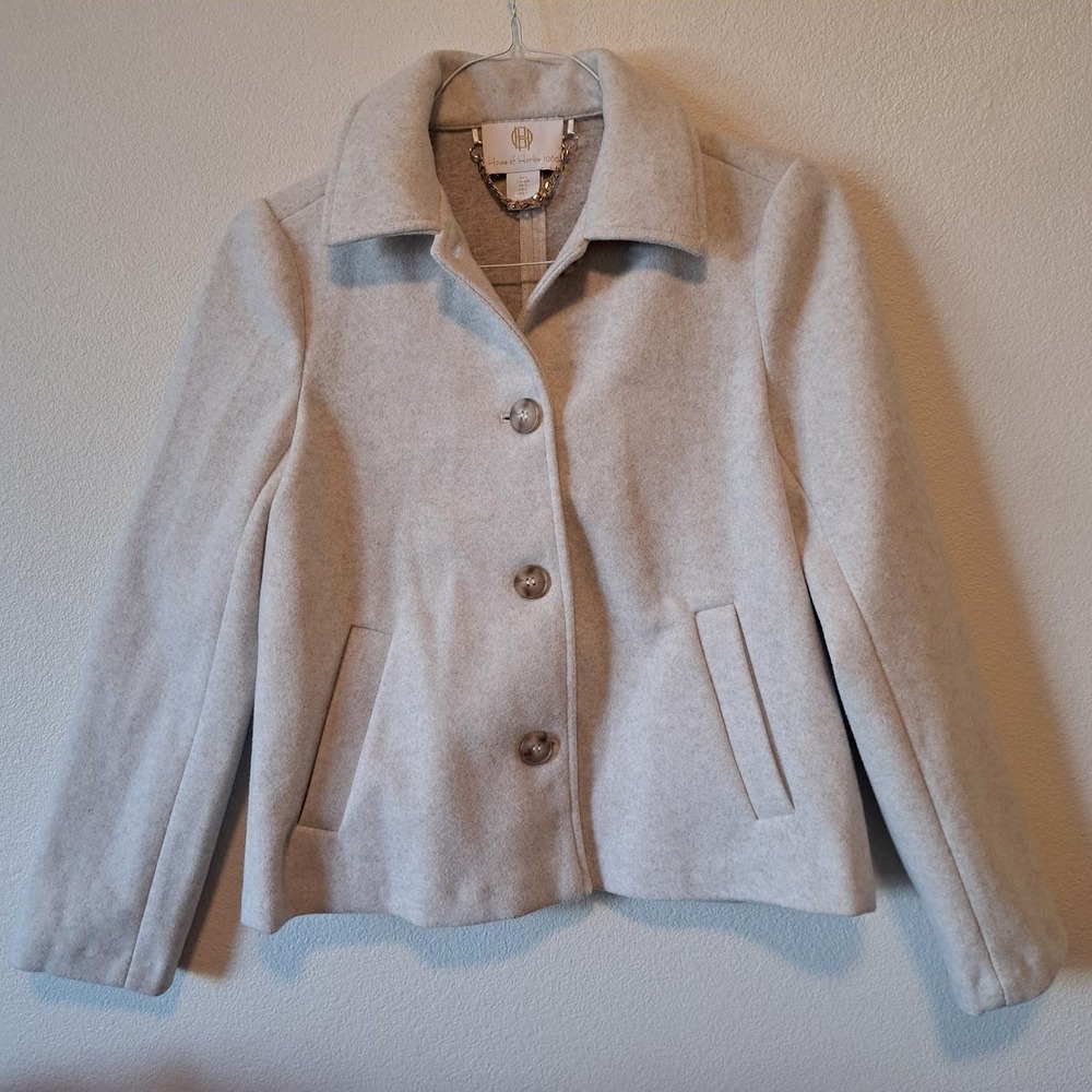 House of Harlow 1960 Oatmeal Heather Button Front Collared Jacket Small